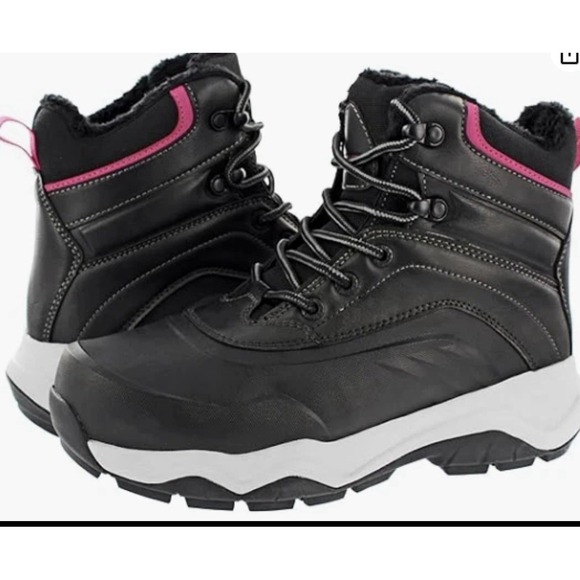 Khombu Women's Riley Outdoor Hiking Boots Black with Pink Accents Size 8 - Picture 3 of 5